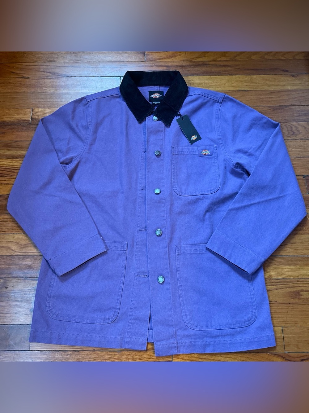 Dickies Purple Work Shirt Jacket with Black Corduroy Collar